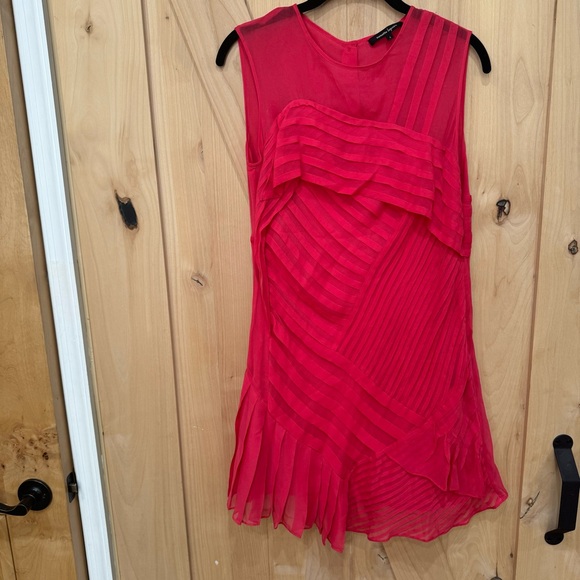Nanette Lepore All Tuckered Out Silk Aline Dress Size 6 Pink Pleated Sleeveless - Picture 3 of 16